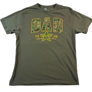Way to Celebrate Fathers Day Dad Camo Graphic T Shirt Green Mens Size L